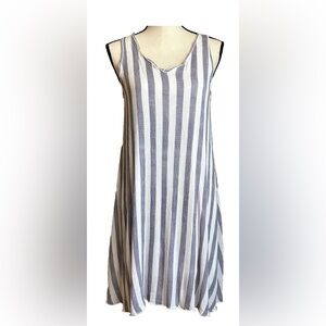 Hem & Thread White and Bluish Gray Striped Dress